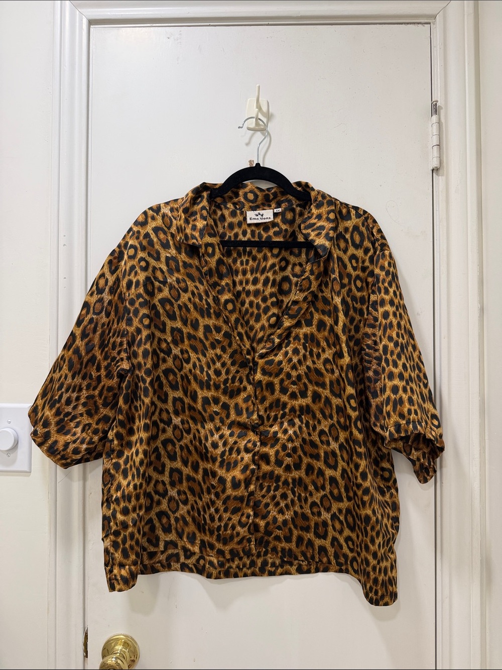 Leopard Print Button-Up Top - Brown